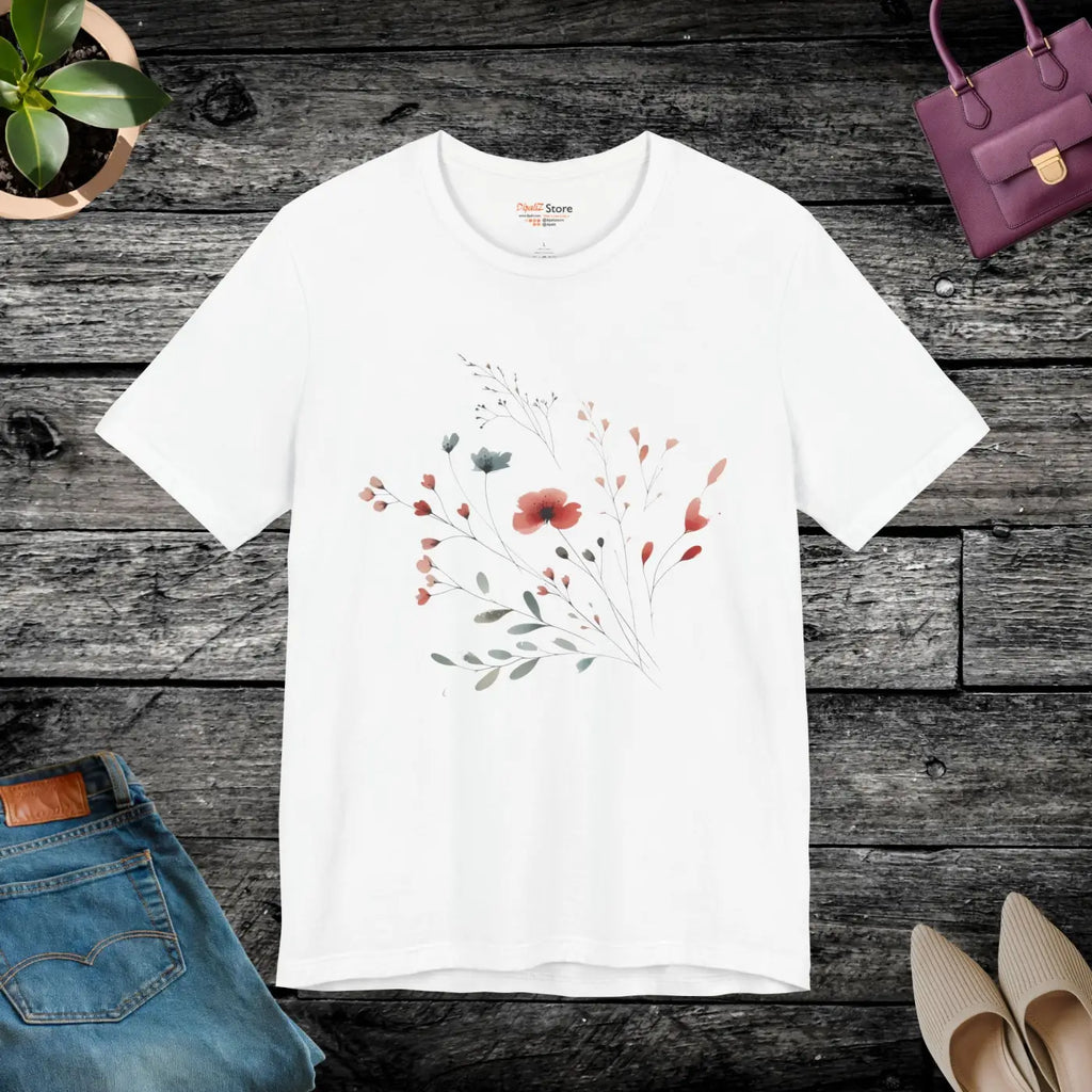 Floral Print Unisex Tee - Nature Lovers Everyday Comfort - DipaliZ