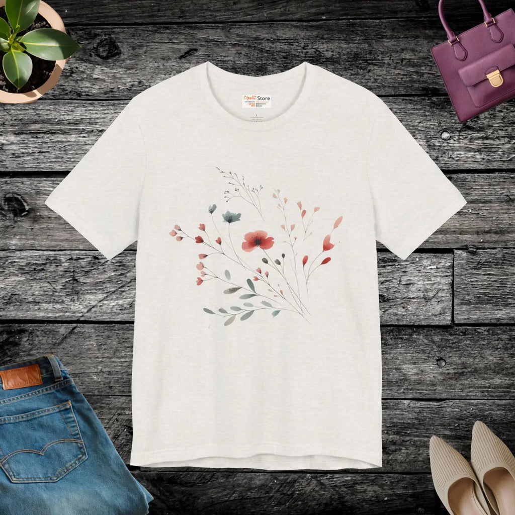 Floral Print Unisex Tee - Nature Lovers Everyday Comfort - DipaliZ