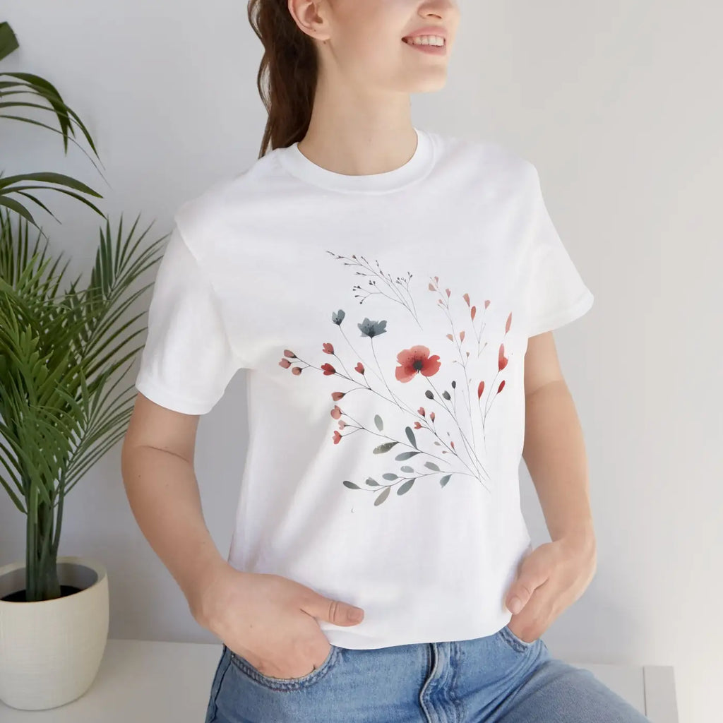 Floral Print Unisex Tee - Nature Lovers Everyday Comfort - DipaliZ