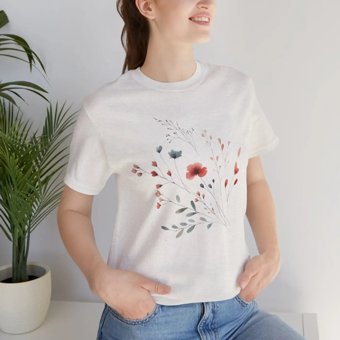 Floral Print Unisex Tee - Nature Lovers Everyday Comfort - DipaliZ