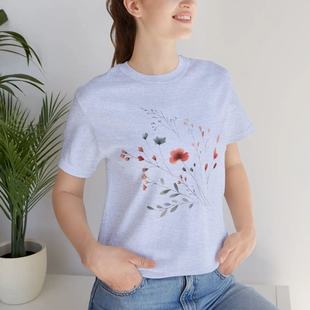 Floral Print Unisex Tee - Nature Lovers Everyday Comfort - DipaliZ