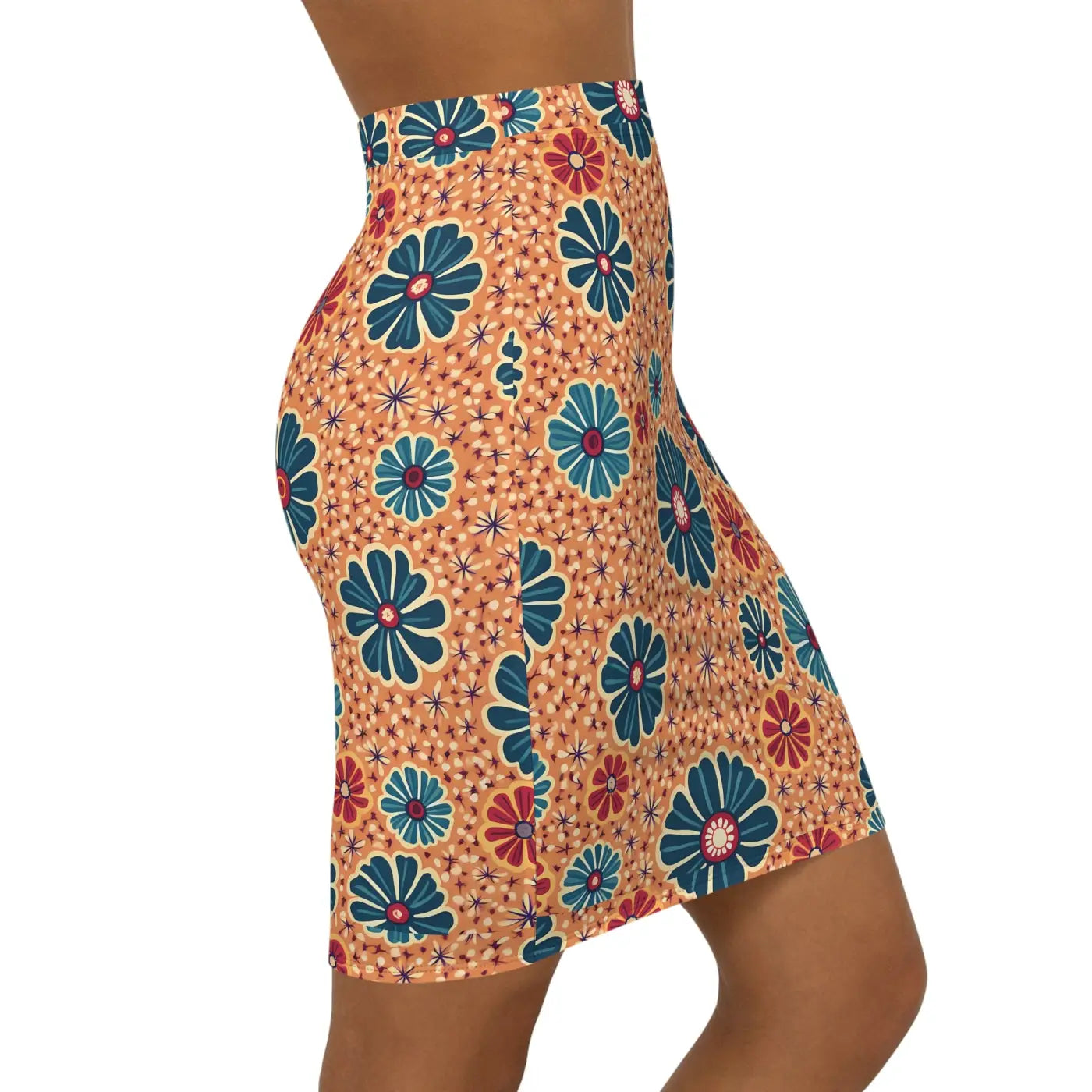 Vibrant Floral Print Pencil Skirt - Mid-Waist Office Wear - DipaliZ