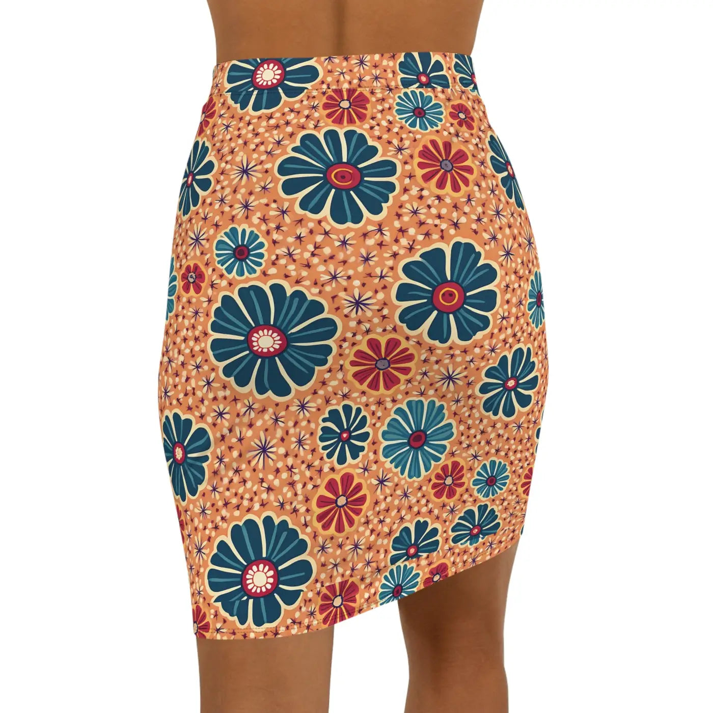 Vibrant Floral Print Pencil Skirt - Mid-Waist Office Wear - DipaliZ