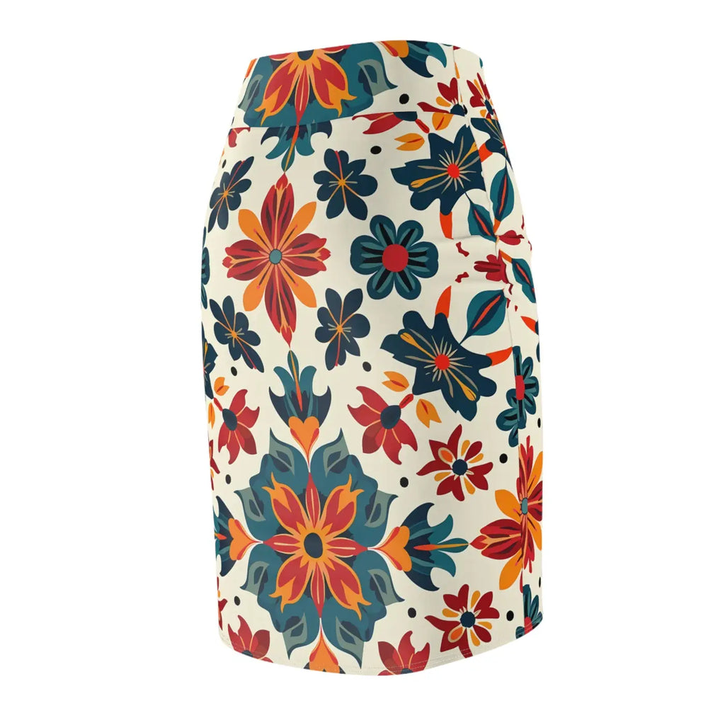 Vibrant Floral Print Pencil Skirt - Office Wear - DipaliZ