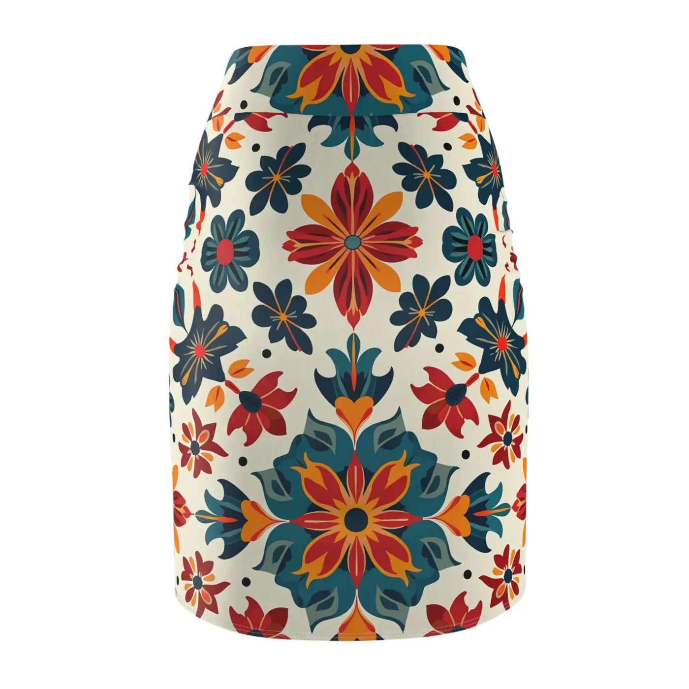 Vibrant Floral Print Pencil Skirt - Office Wear - DipaliZ