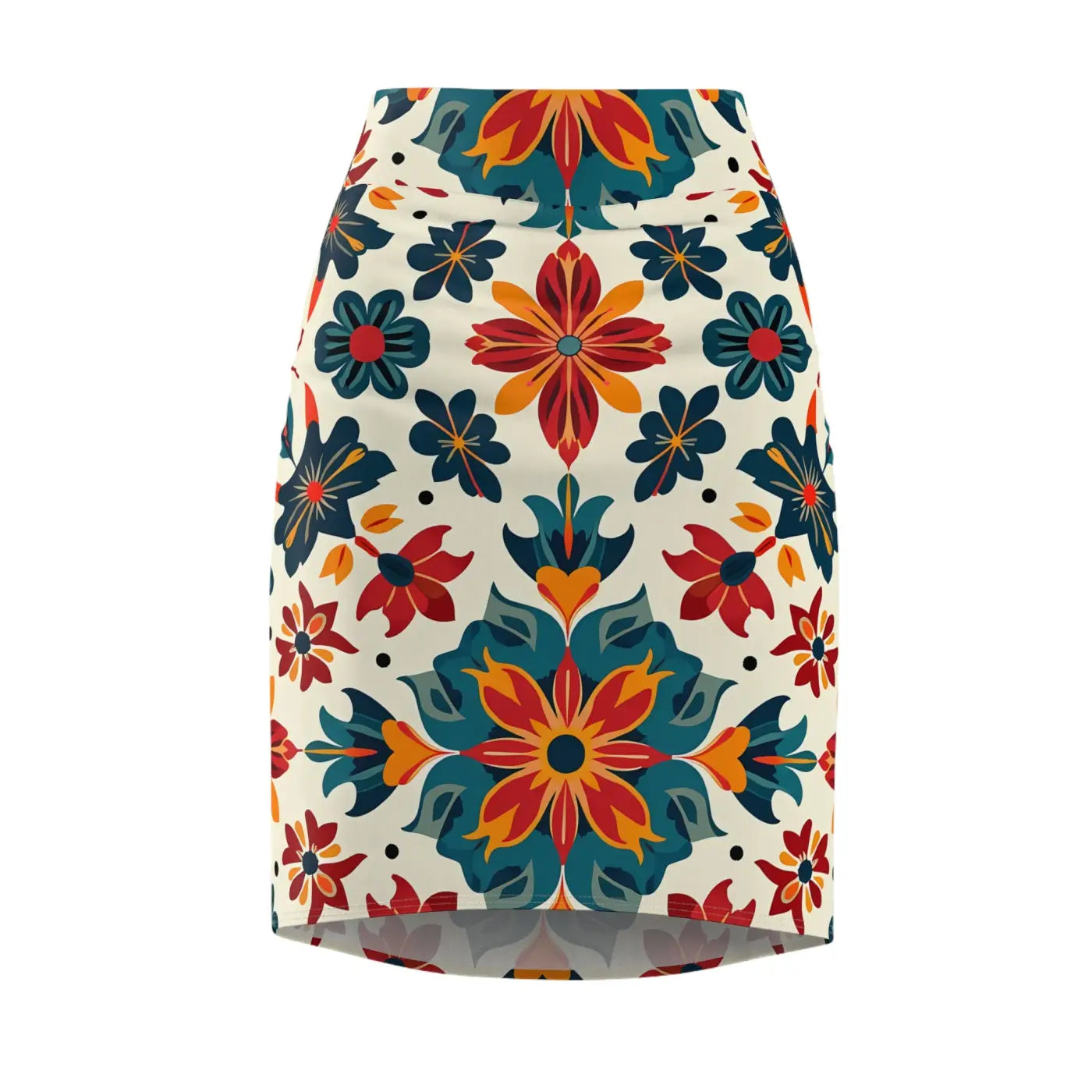 Vibrant Floral Print Pencil Skirt - Office Wear - DipaliZ