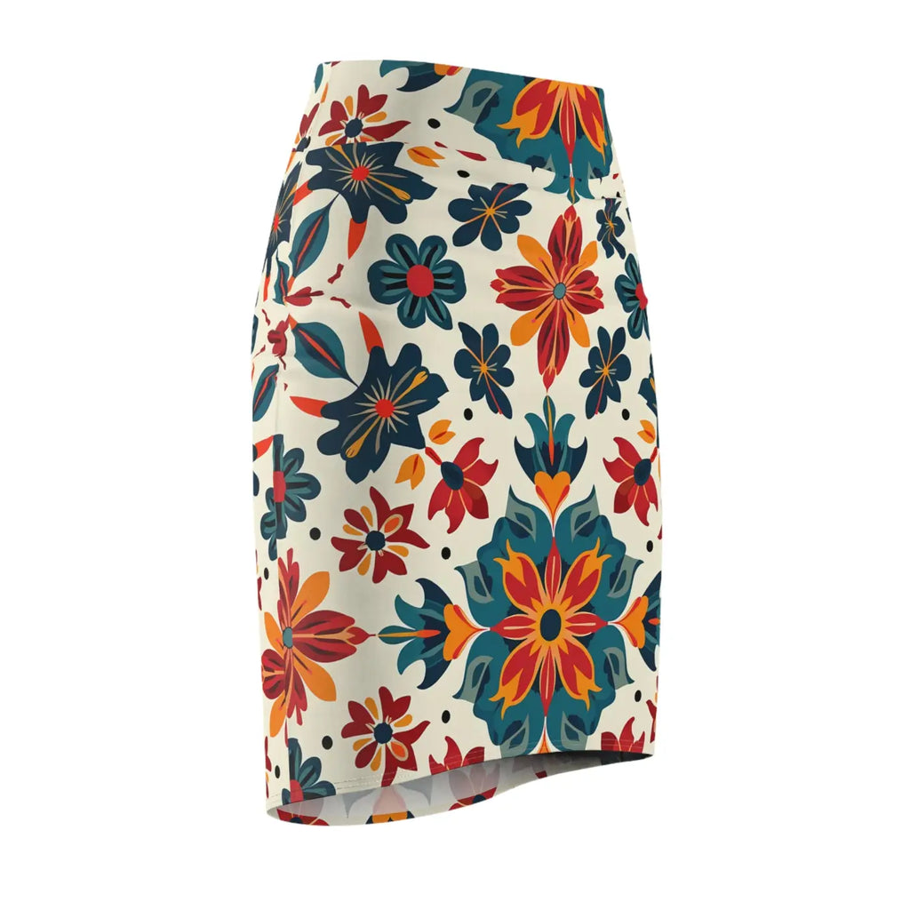 Vibrant Floral Print Pencil Skirt - Office Wear - DipaliZ