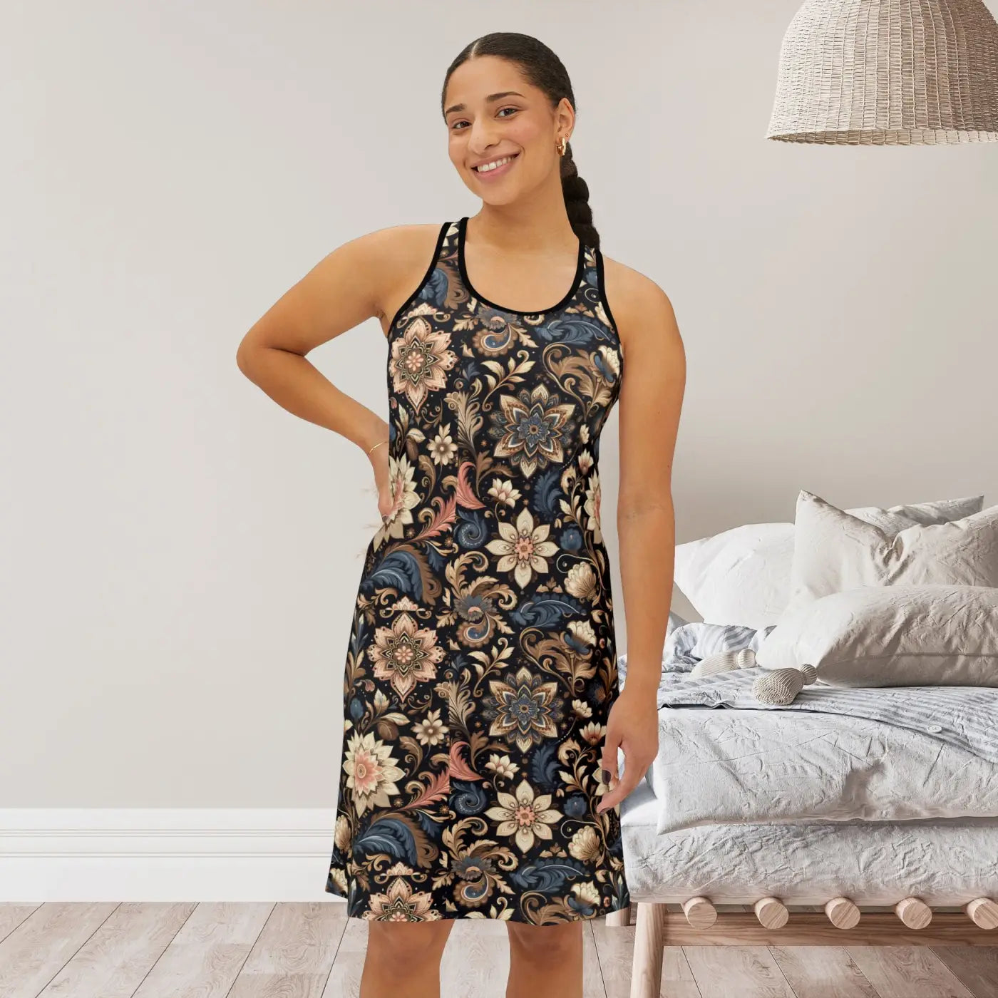Floral Print Racerback Dress - Bohemian Style Summer Events - DipaliZ