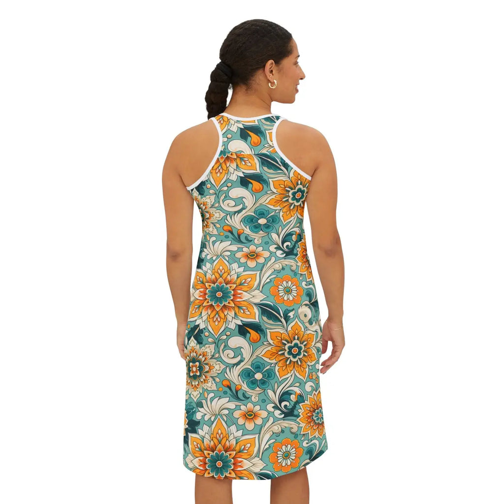 Vibrant Floral Print Racerback Dress - Summer Casual Vibe - DipaliZ