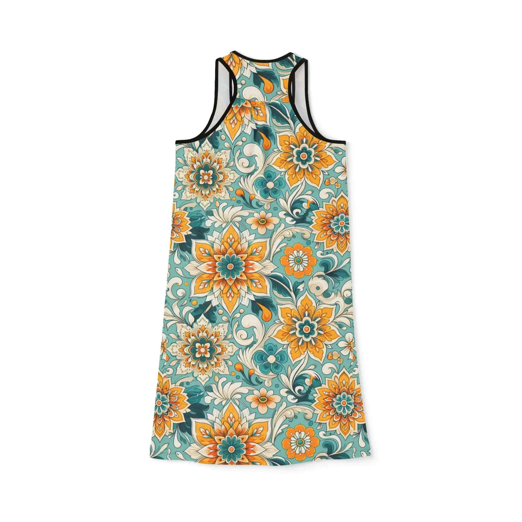 Vibrant Floral Print Racerback Dress - Summer Casual Vibe - DipaliZ