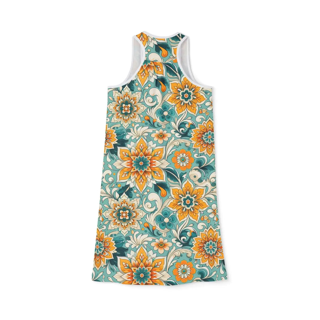 Vibrant Floral Print Racerback Dress - Summer Casual Vibe - DipaliZ