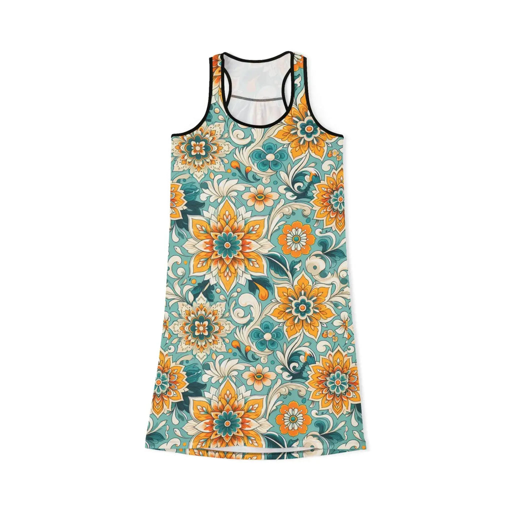 Vibrant Floral Print Racerback Dress - Summer Casual Vibe - DipaliZ