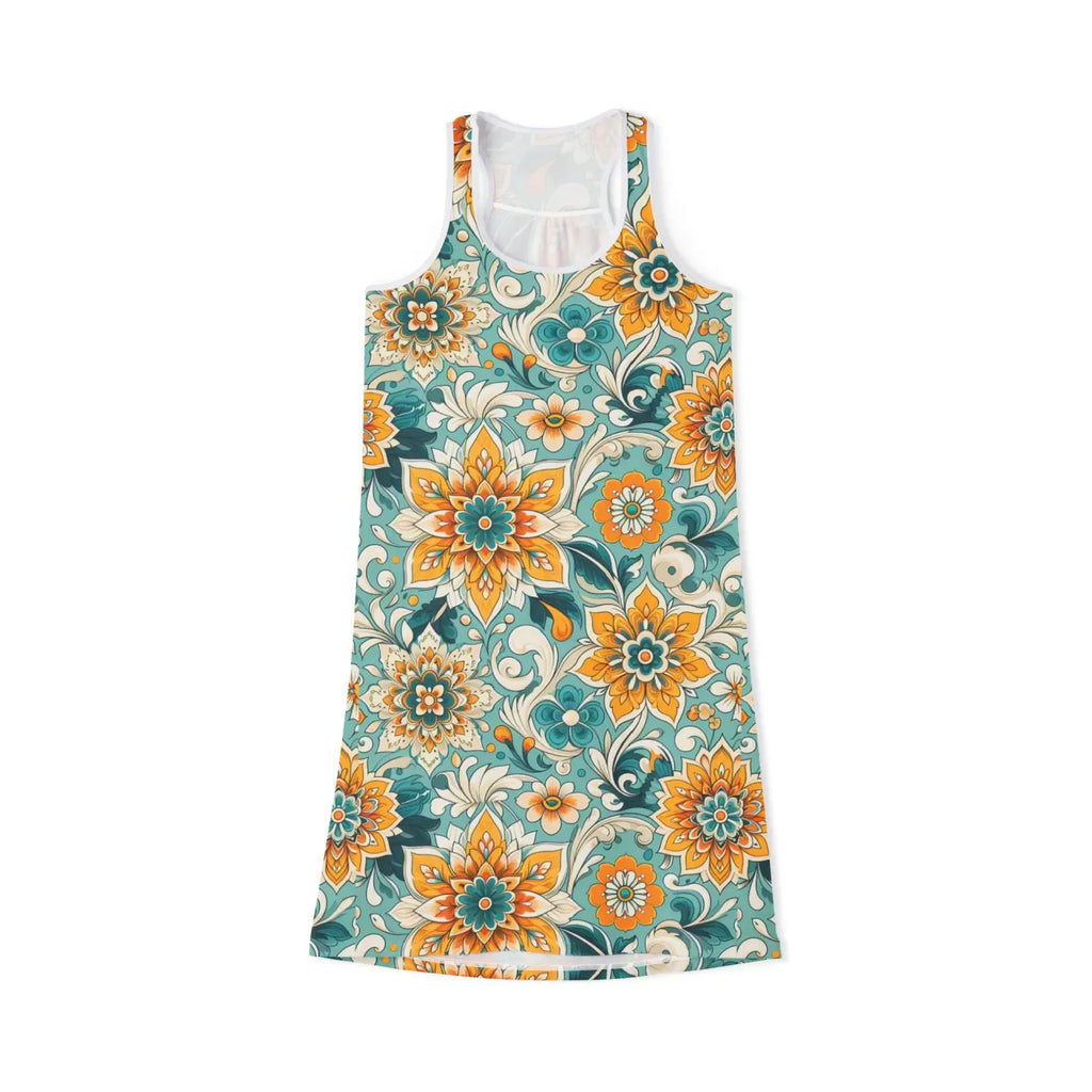 Vibrant Floral Print Racerback Dress - Summer Casual Vibe - DipaliZ