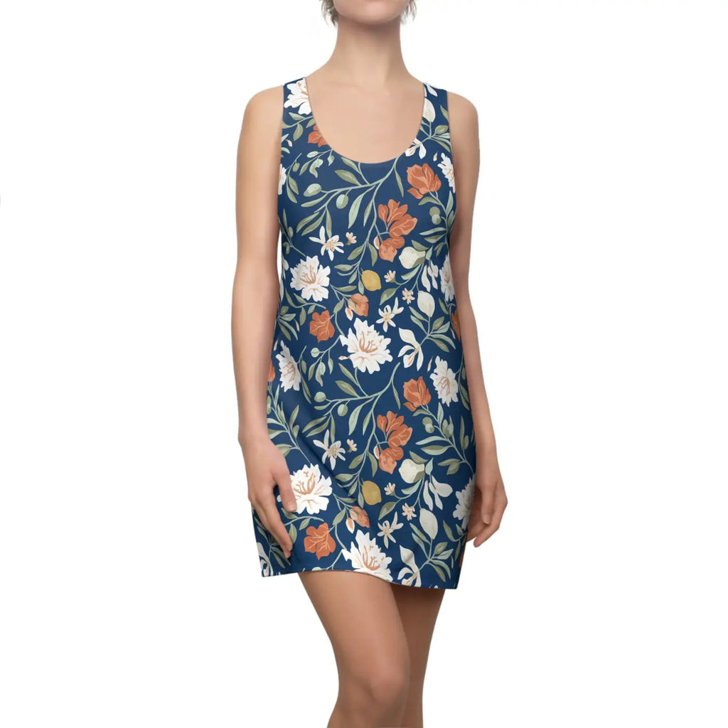 Floral Racerback Dress - Vintage Garden Print Style - DipaliZ