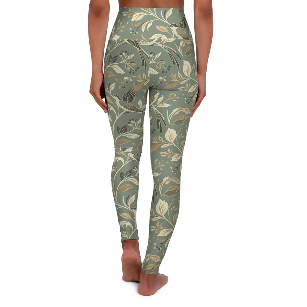 Floral Sage Yoga Leggings - Botanical Print Activewear - DipaliZ