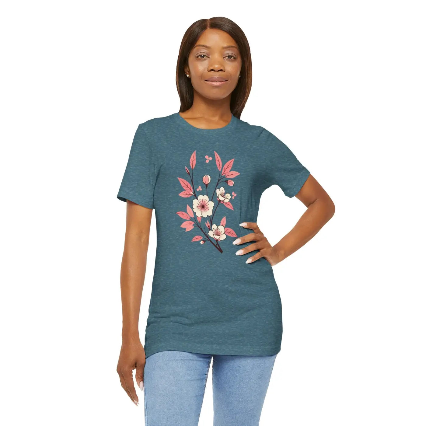 Floral Short Sleeve Tee - Airlume Combed Cotton - DipaliZ