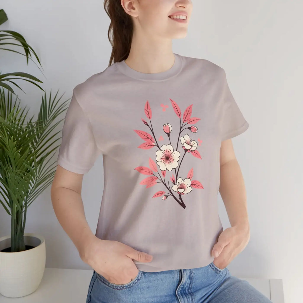 Floral Short Sleeve Tee - Airlume Combed Cotton - DipaliZ