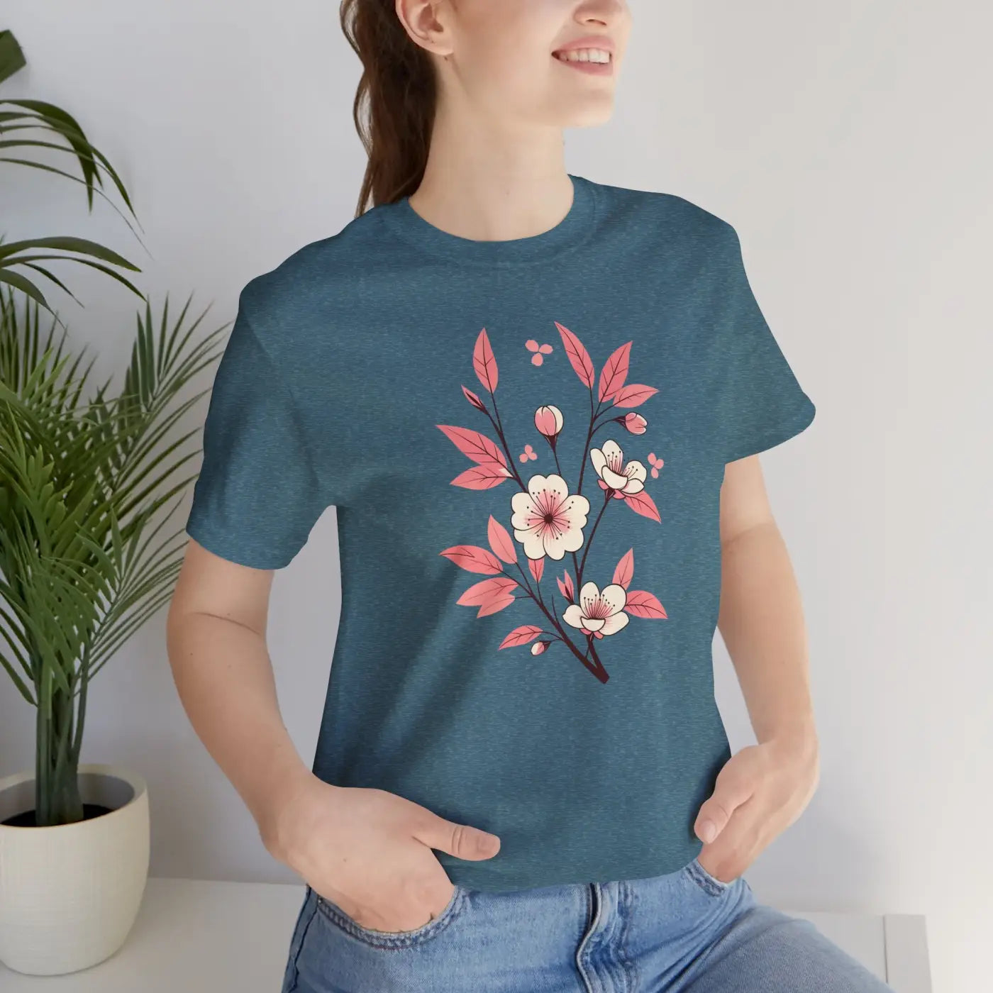 Floral Short Sleeve Tee - Airlume Combed Cotton - DipaliZ