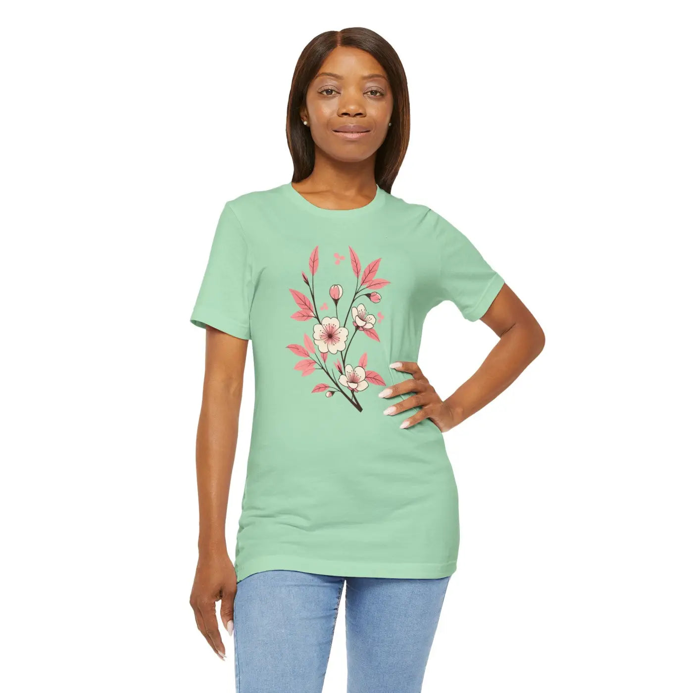 Floral Short Sleeve Tee - Airlume Combed Cotton - DipaliZ