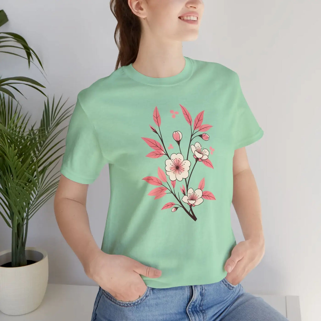Floral Short Sleeve Tee - Airlume Combed Cotton - DipaliZ