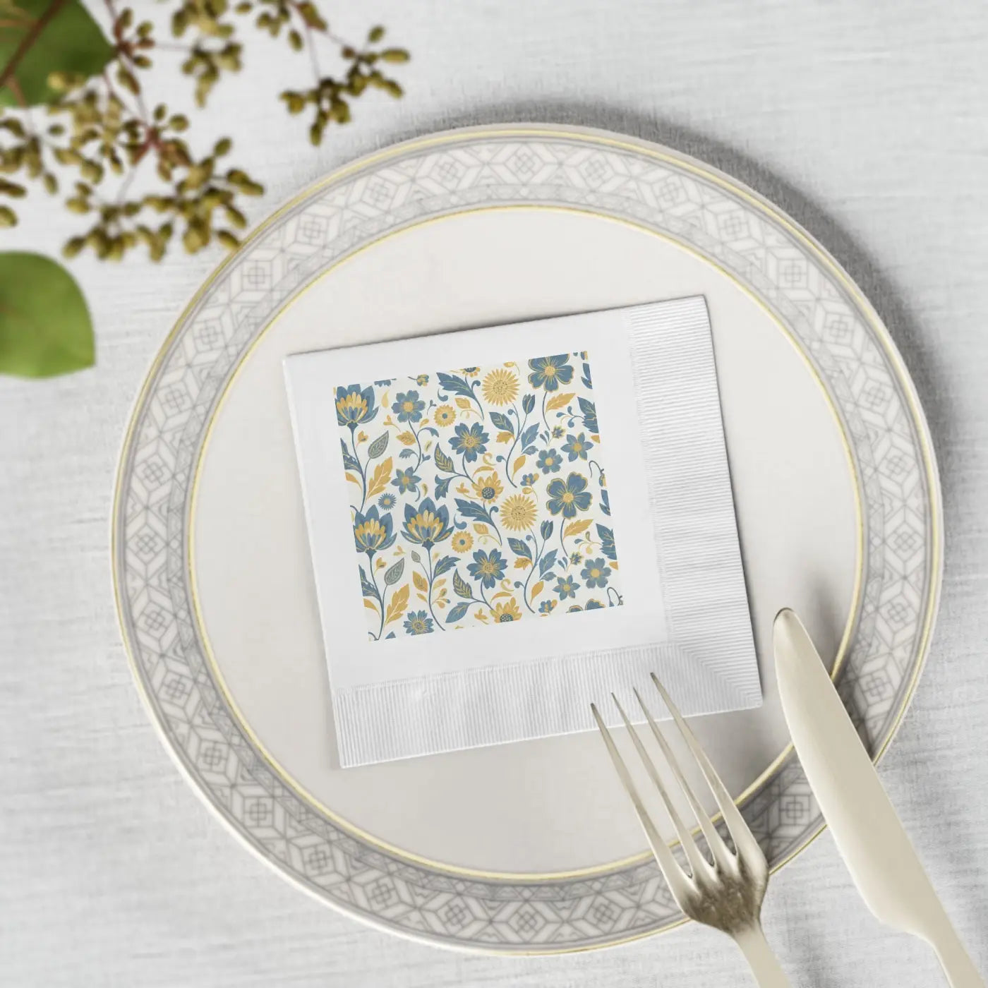 Floral Square Cocktail Napkins - Vintage Garden Party - DipaliZ