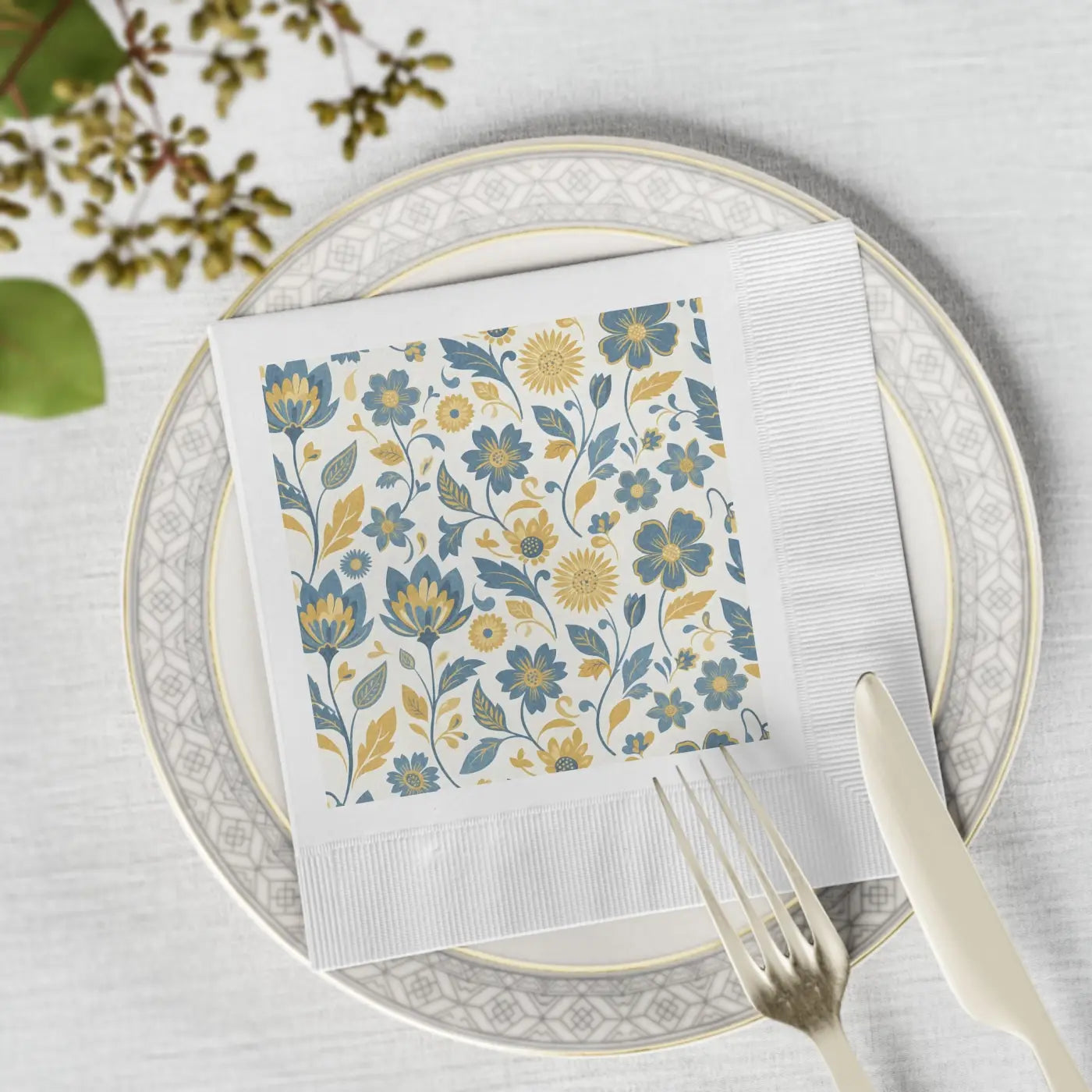 Floral Square Cocktail Napkins - Vintage Garden Party - DipaliZ