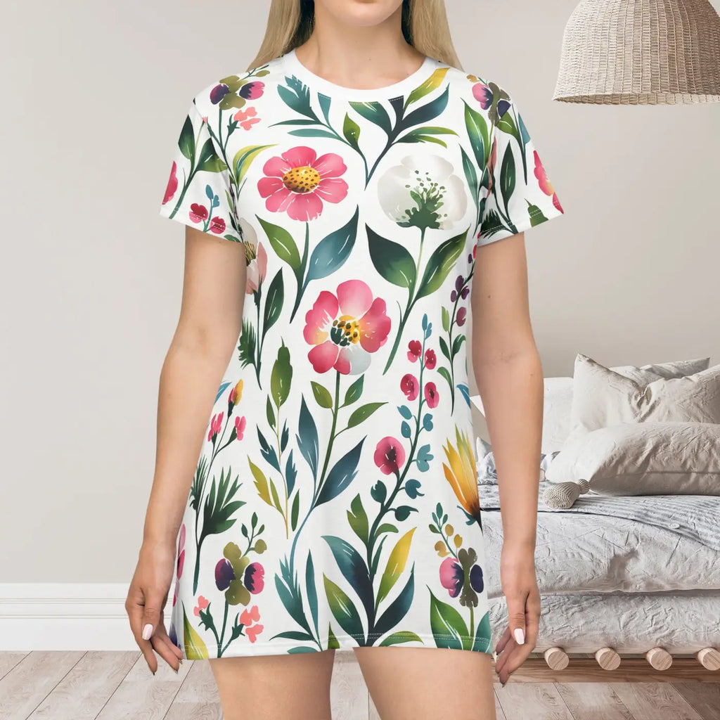 Floral T-Shirt Dress - Effortless Casual Summer Vibes - DipaliZ