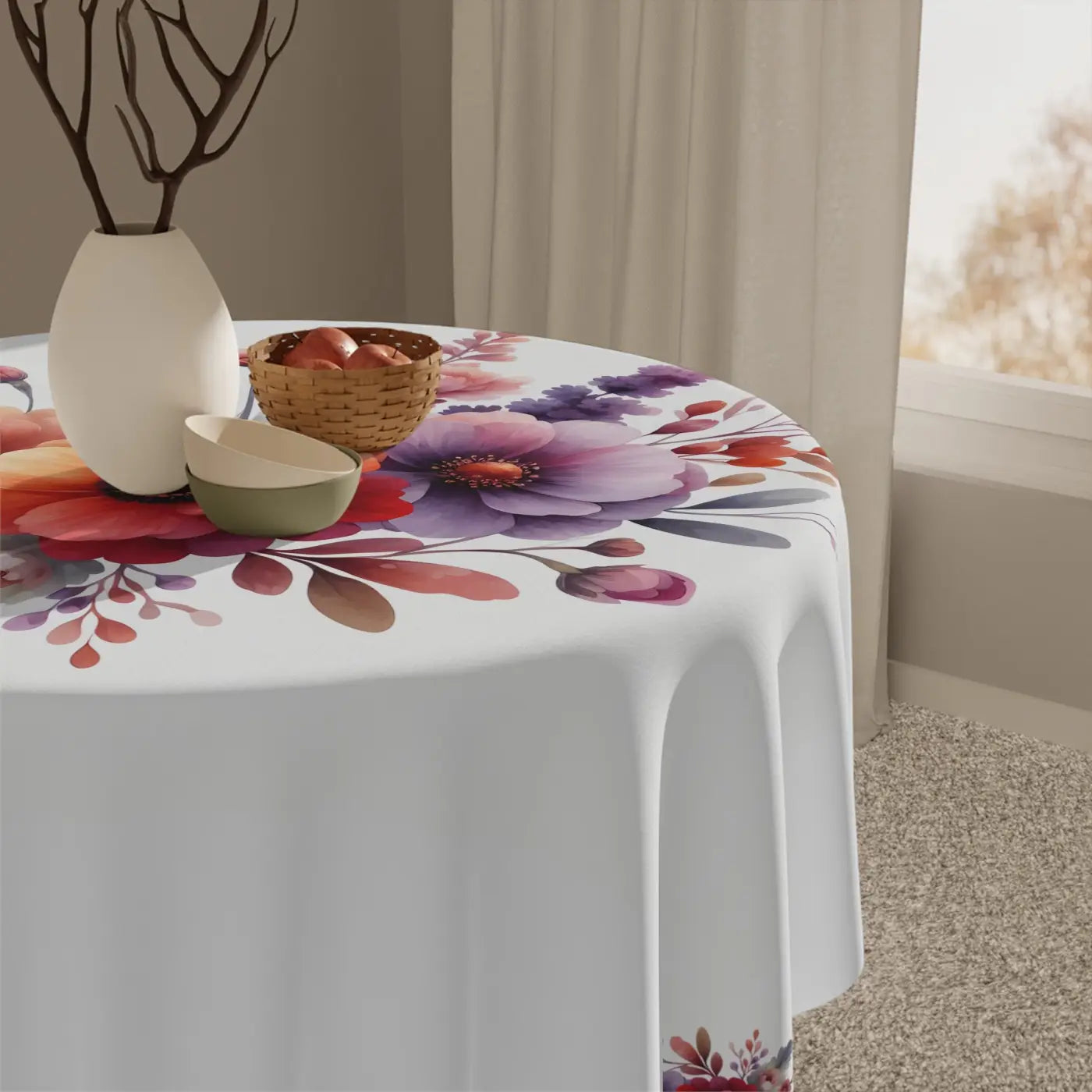 Elegant Spring Floral Tablecloth - Chic Dining Decor - DipaliZ