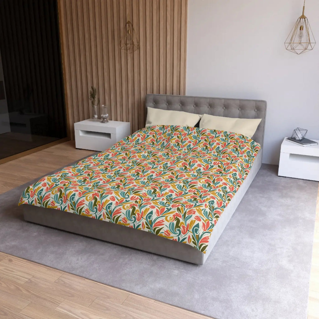 Floral Tulip Pattern Duvet Cover - Garden Sanctuary - DipaliZ