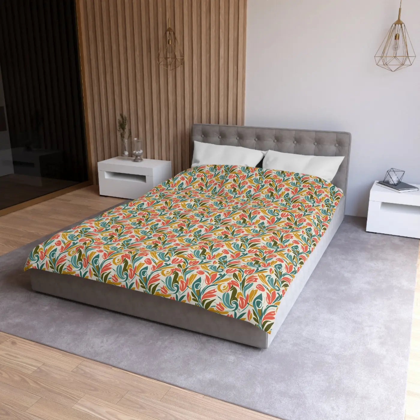 Floral Tulip Pattern Duvet Cover - Garden Sanctuary - DipaliZ
