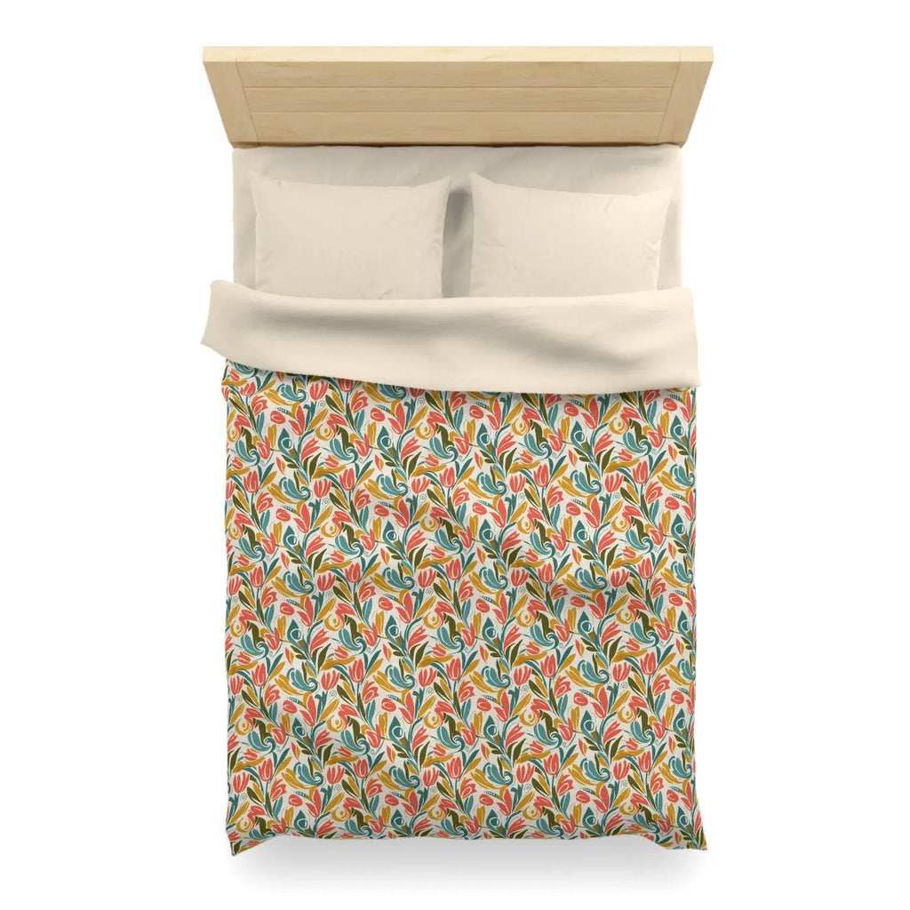Floral Tulip Pattern Duvet Cover - Garden Sanctuary - DipaliZ