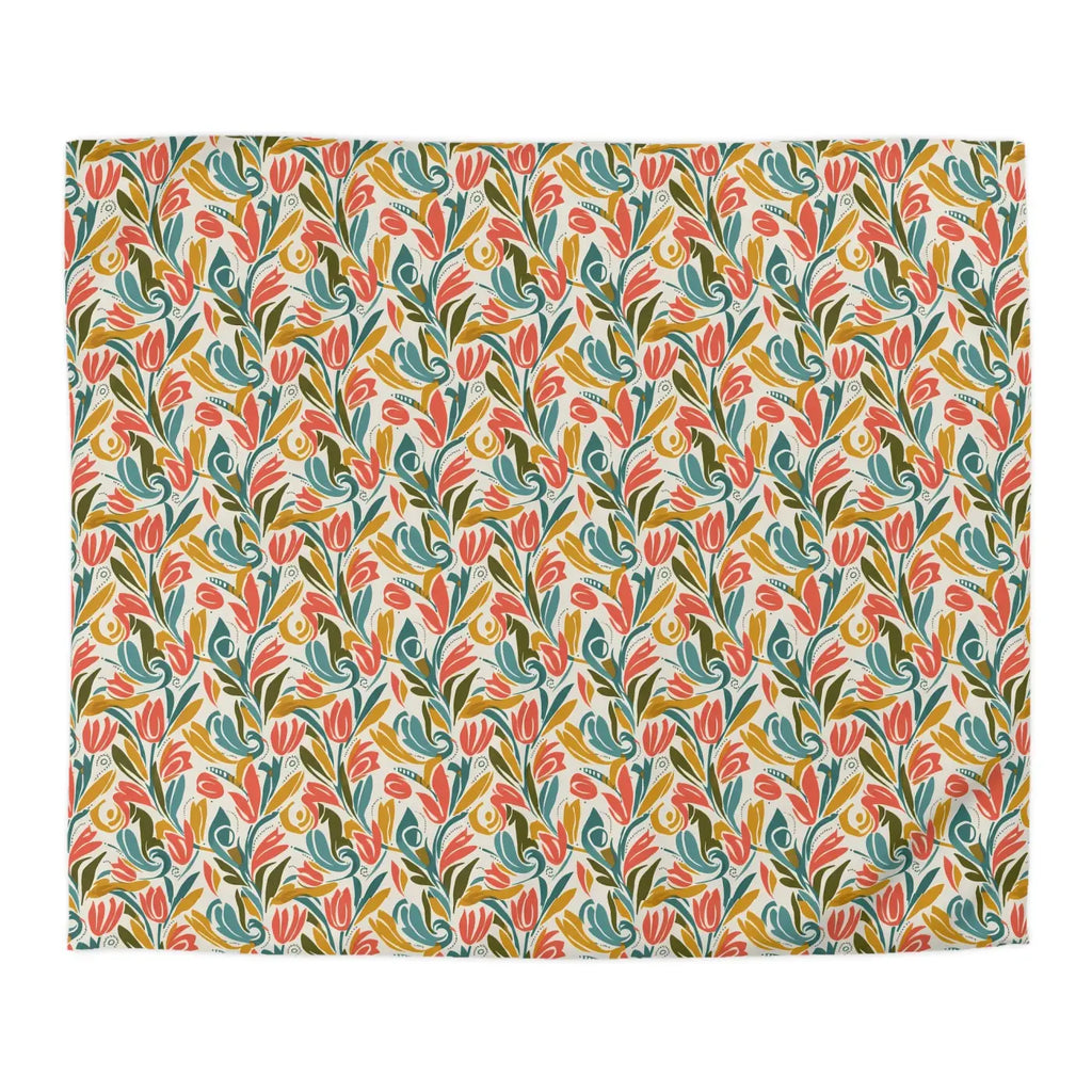 Floral Tulip Pattern Duvet Cover - Garden Sanctuary - DipaliZ