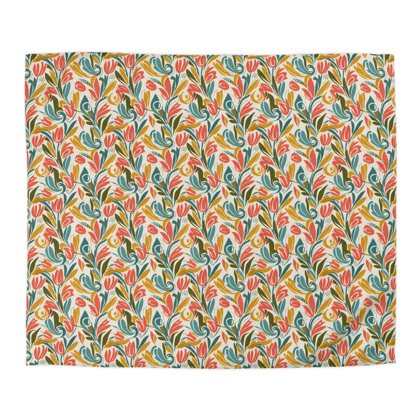 Floral Tulip Pattern Duvet Cover - Garden Sanctuary - DipaliZ