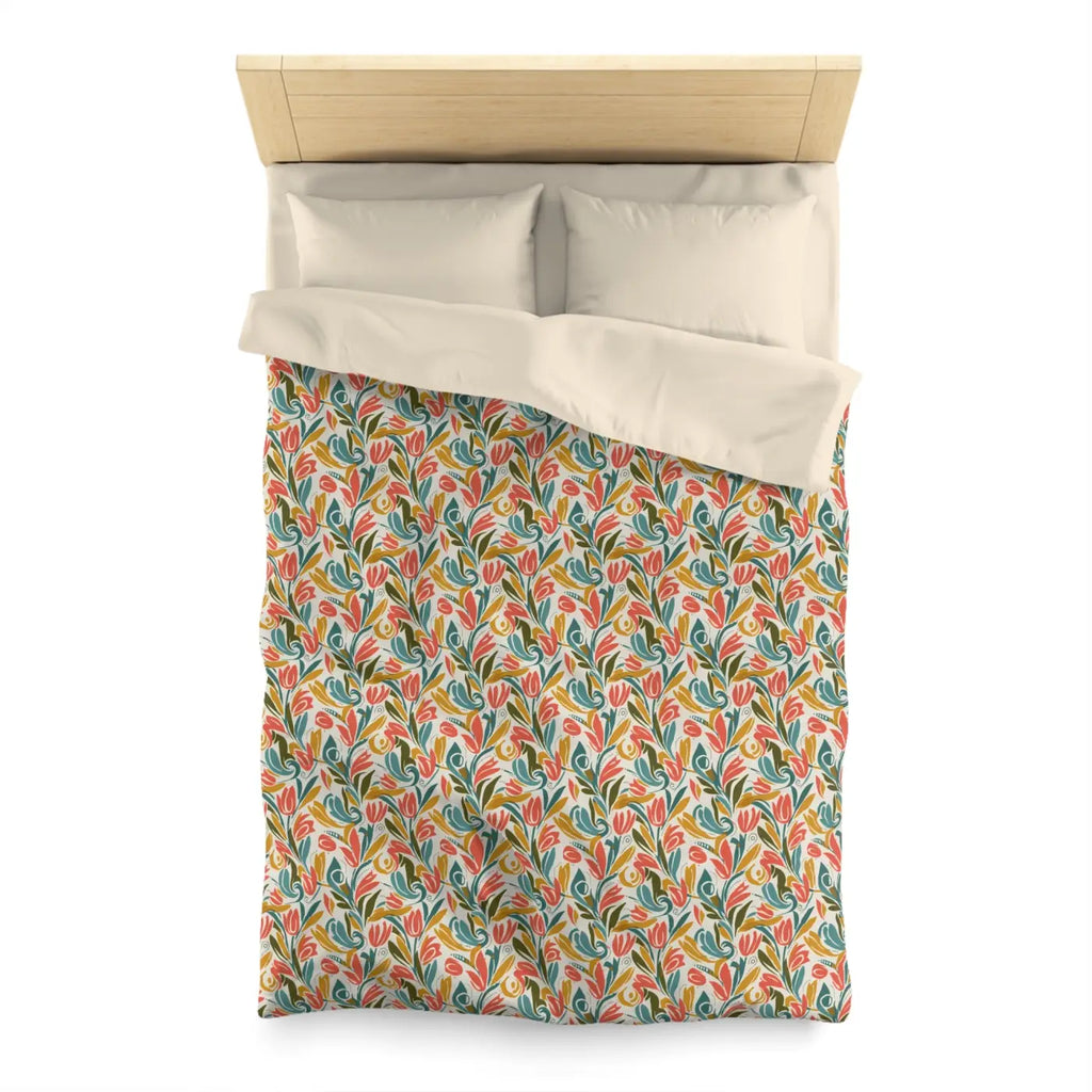 Floral Tulip Pattern Duvet Cover - Garden Sanctuary - DipaliZ