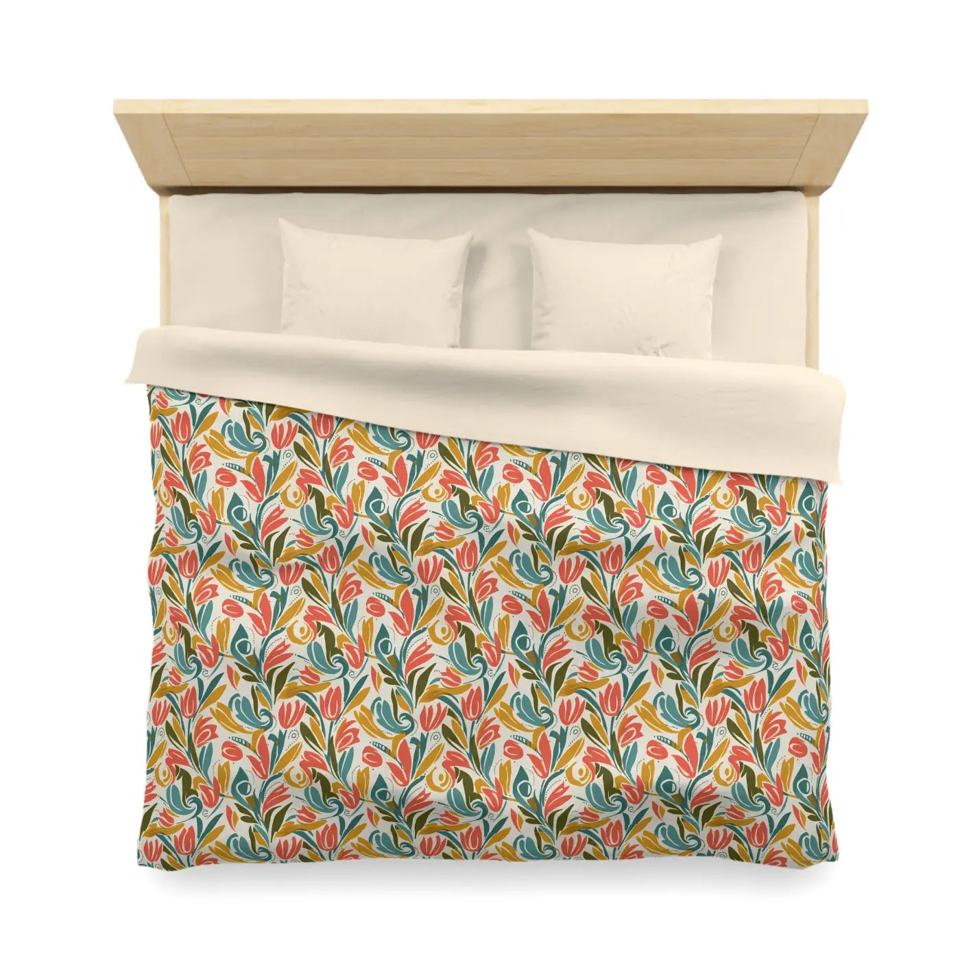 Floral Tulip Pattern Duvet Cover - Garden Sanctuary - DipaliZ