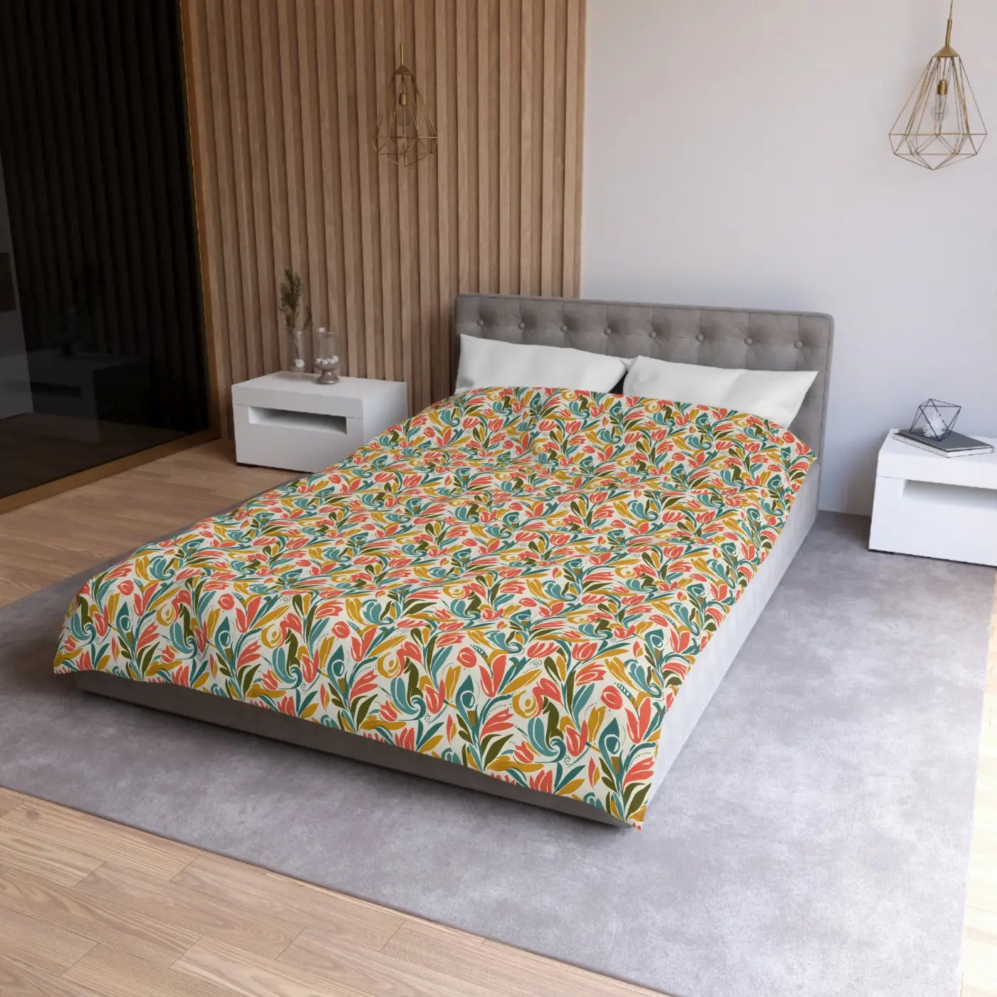 Floral Tulip Pattern Duvet Cover - Garden Sanctuary - DipaliZ