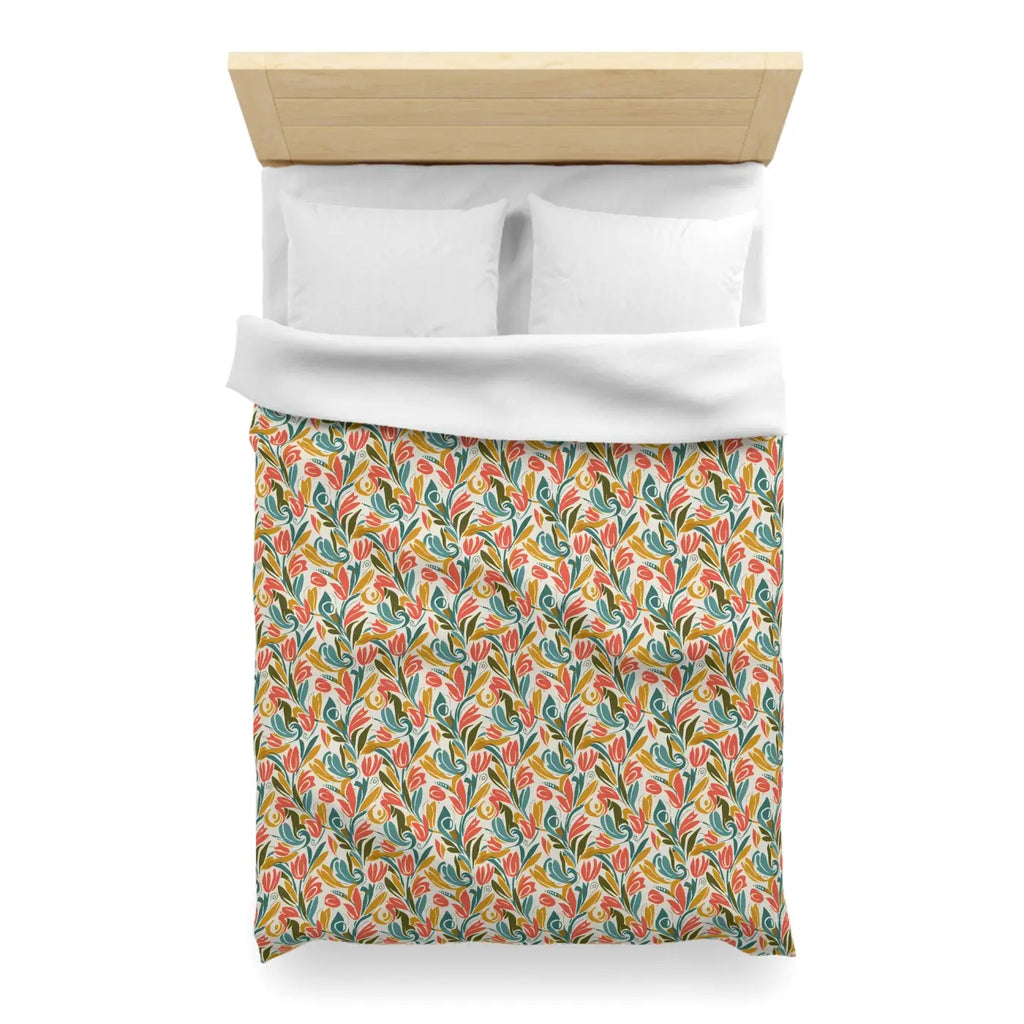 Floral Tulip Pattern Duvet Cover - Garden Sanctuary - DipaliZ