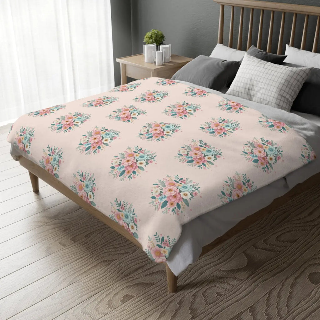 Floral Velveteen Microfiber Blanket - Cozy Home Decor Throw - DipaliZ