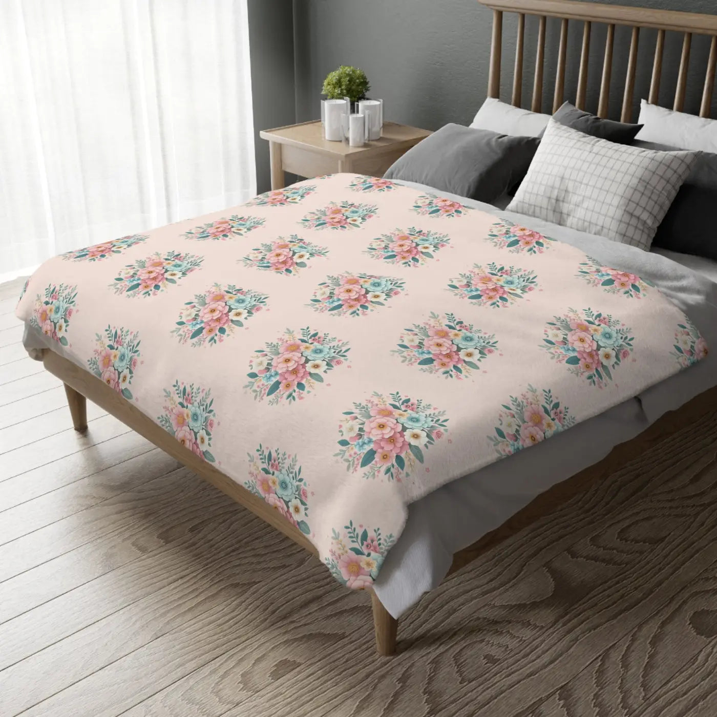 Floral Velveteen Microfiber Blanket - Cozy Home Decor Throw - DipaliZ