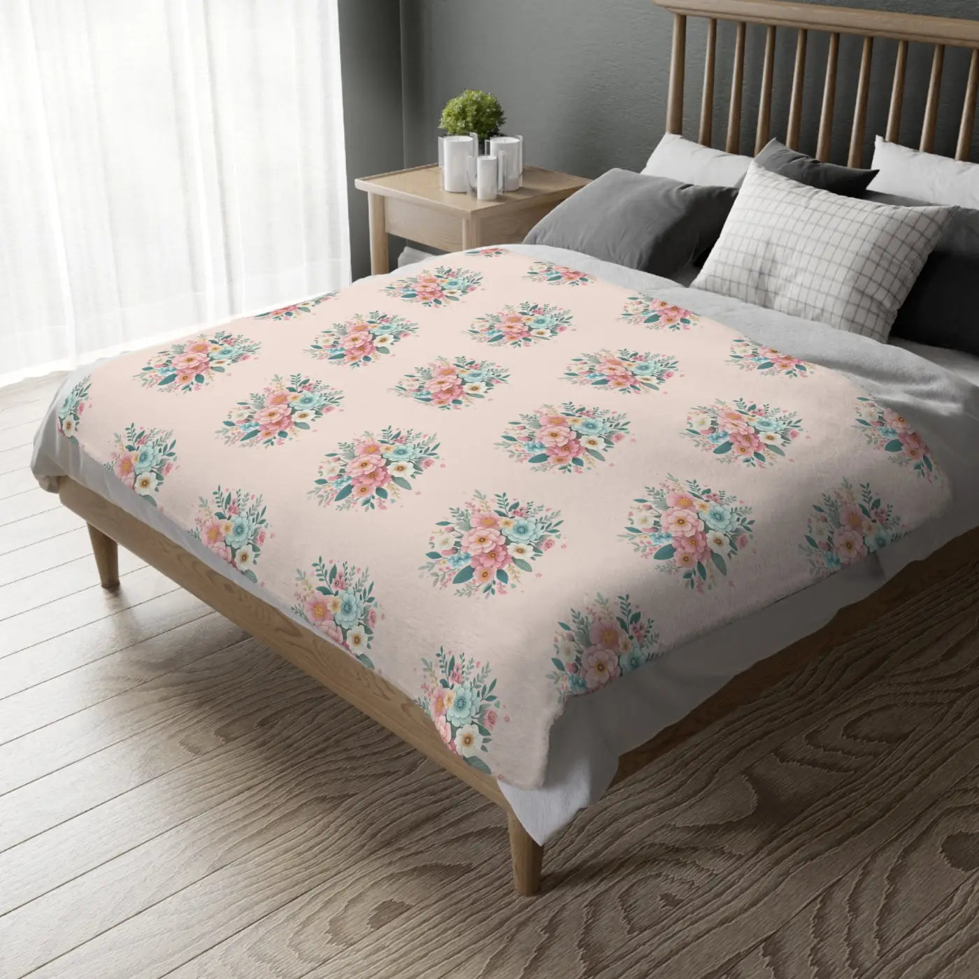 Floral Velveteen Microfiber Blanket - Cozy Home Decor Throw - DipaliZ