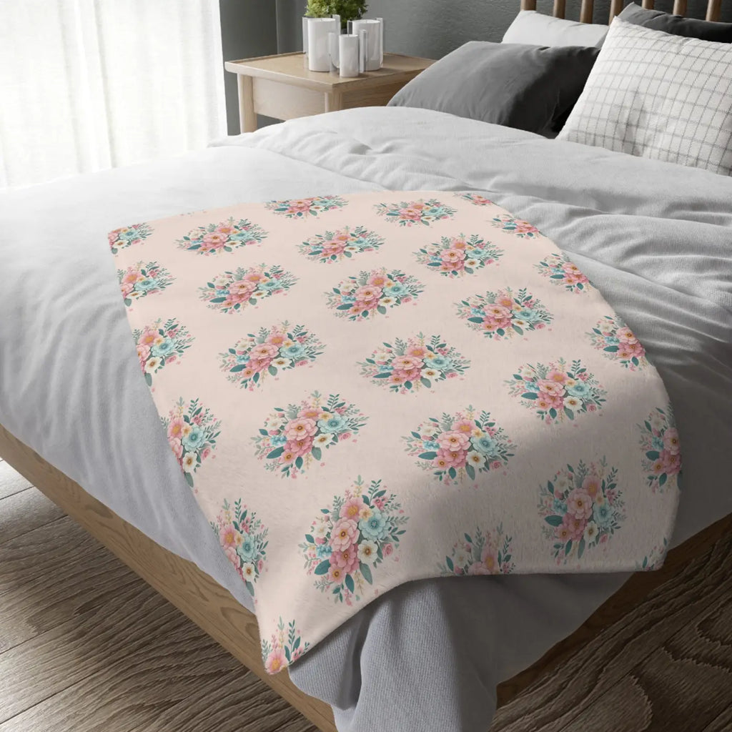Floral Velveteen Microfiber Blanket - Cozy Home Decor Throw - DipaliZ
