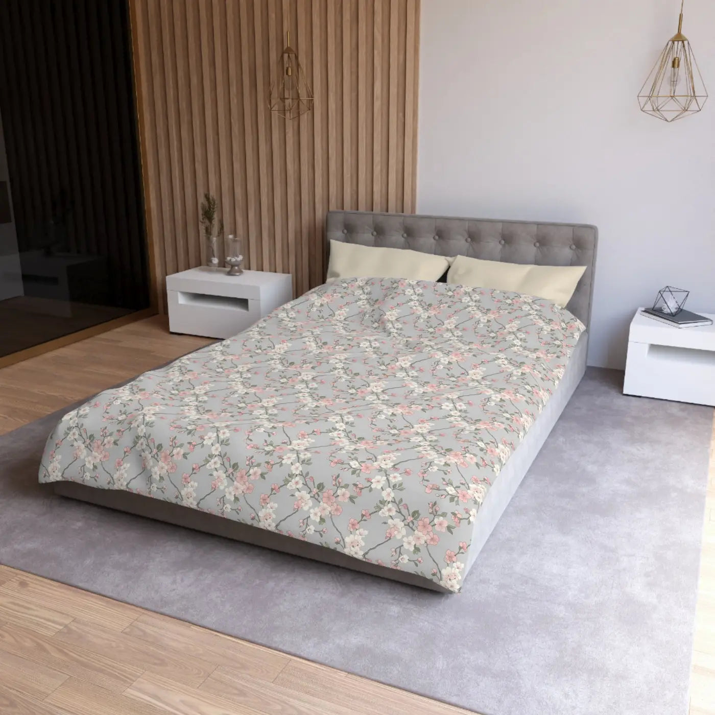 Floral Vine Microfiber Duvet Cover - Cherry Blossoms - DipaliZ