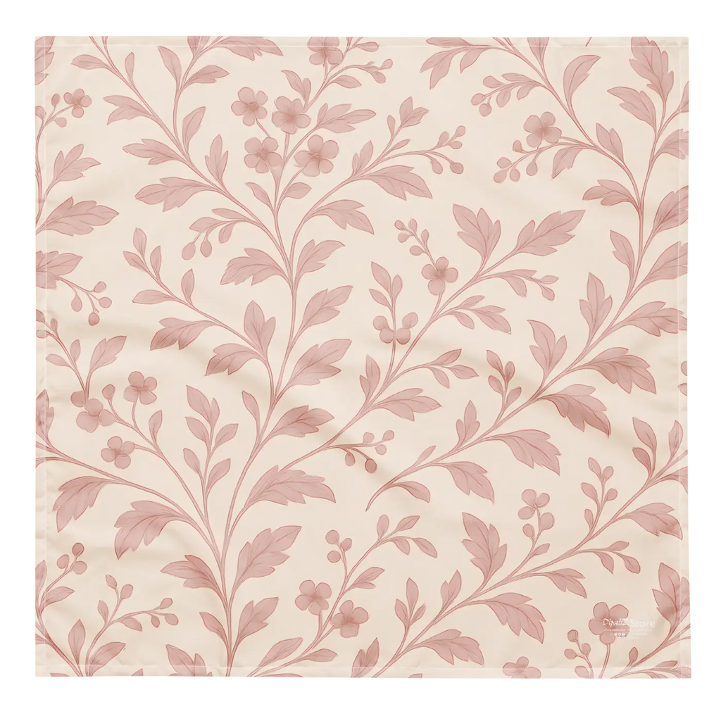 Floral Vines Print Bandana - All-Over Bloom Design - DipaliZ