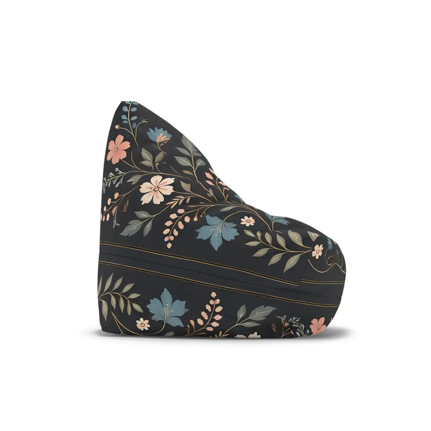 Black Bean Bag Chair Cover - Stunning Floral Vines Design - DipaliZ