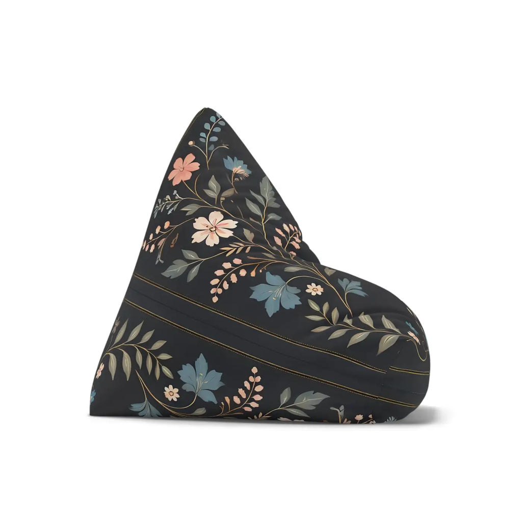 Black Bean Bag Chair Cover - Stunning Floral Vines Design - DipaliZ