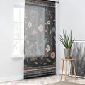 Floral Vines Window Curtain - Mysterious Black Background - DipaliZ