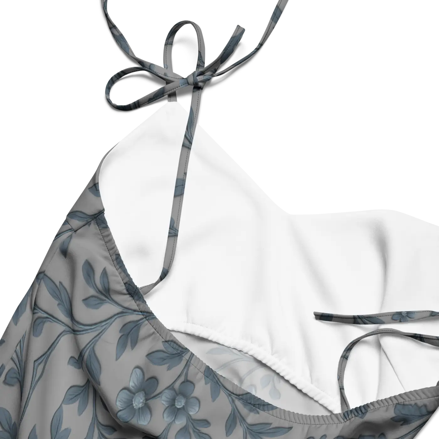 Floral Vines Midi Dress - Bluish Grey Romantic Style - DipaliZ