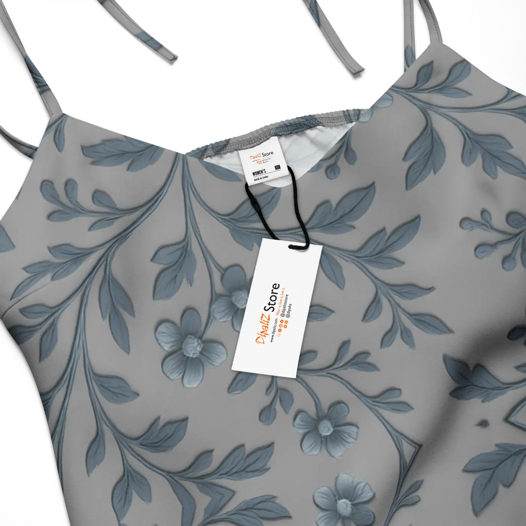 Floral Vines Midi Dress - Bluish Grey Romantic Style - DipaliZ