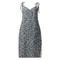 Floral Vines Midi Dress - Bluish Grey Romantic Style - DipaliZ