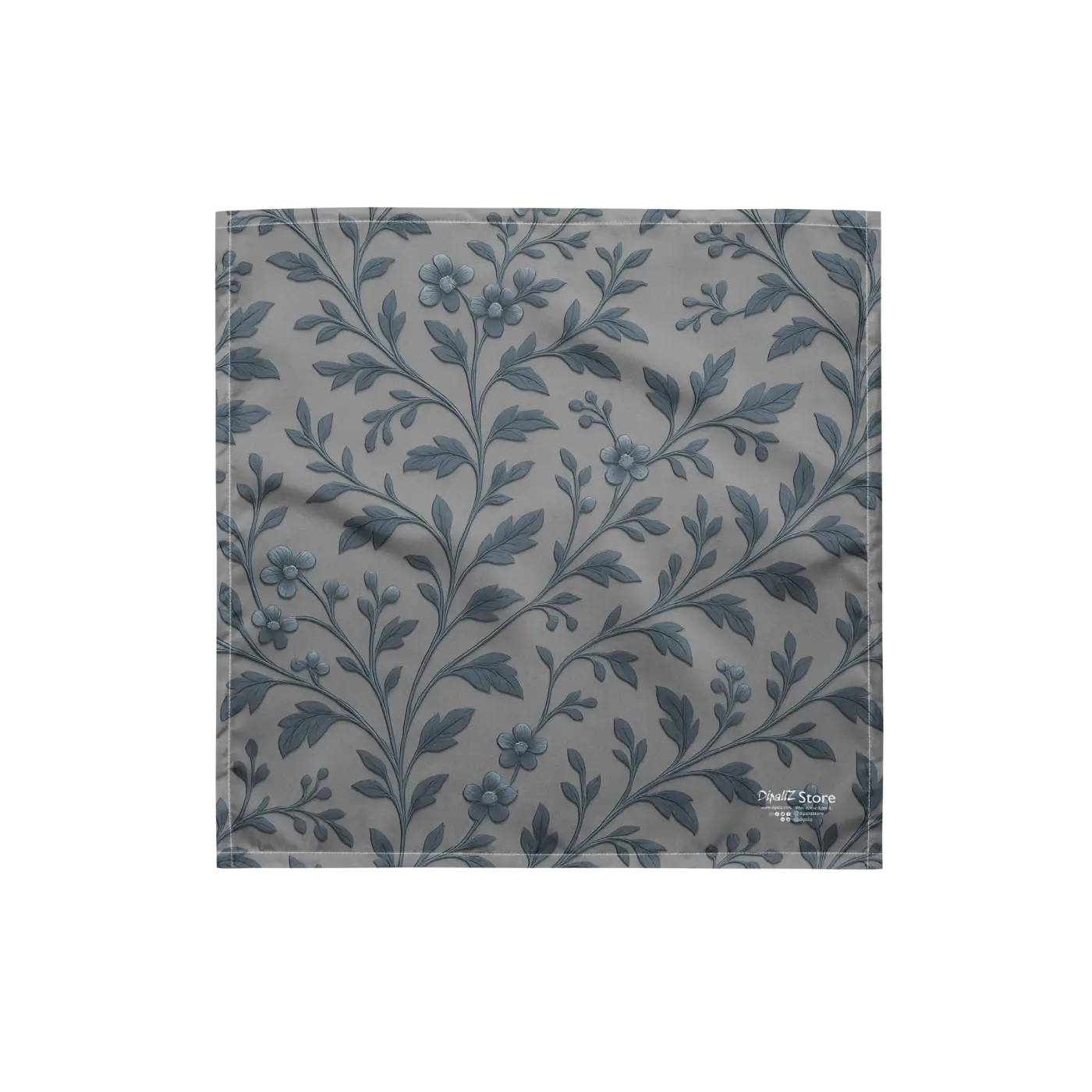 Floral Vines All-Over Print Bandana - Greyish Blue UPF50 - DipaliZ